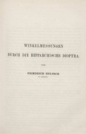 Winkelmessungen durch die Hipparchische Dioptra.