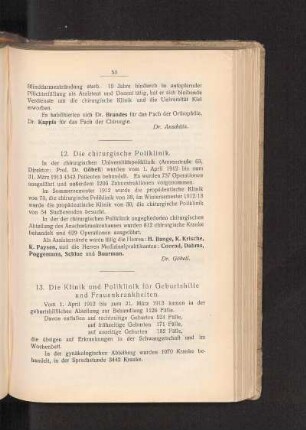 13. Die Klinik und Poliklinik für Geburtshilfe und Frauenkrankheiten.