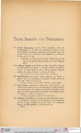 Textil-Arbeiten und Stickereien (Nr. 875 - 901)