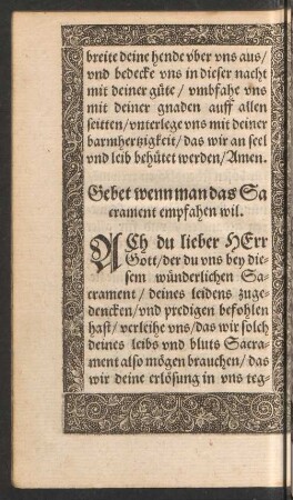 Gebet wenn man das Sacrament empfahen wil.