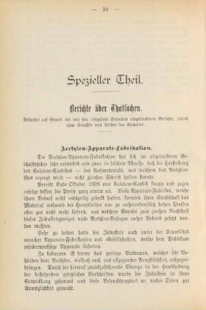 Berichte über Thatsachen.