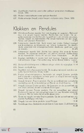 Klokken en Pendules (Nr. 608-621)