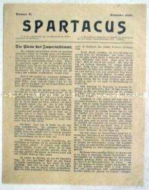 Mitteilungsblatt des Spartakus-Bundes ("Spartakus-Brief") zur Kriegslage im September 1918