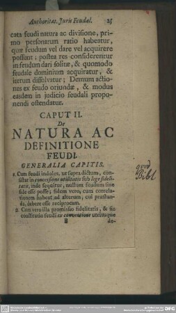 Caput II. De Natura Ac Definitione Feudi
