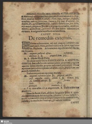 Caput XVII. De remediis externis
