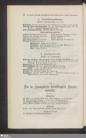 VI. Die in Evangelicis beauftragten Staatsminister