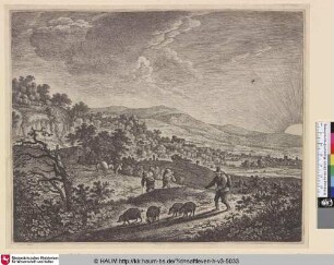 [Landschaft mit Schweinehirt; Swineherd with four pigs]