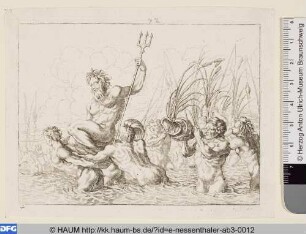 Tritonen tragen Neptun in einer Muschel