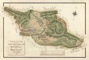 Topographischer Plan über die in der Gravschaft Eberstein liegenden Bänne Ottenau und Herthen