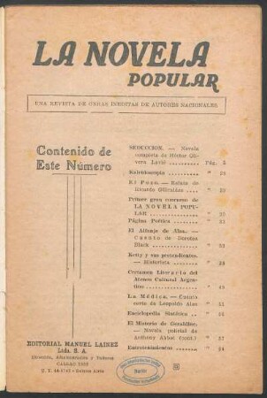 Contenido de este número