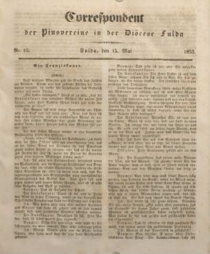 Nr. 10. Fulda, den 15. Mai