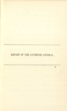 Report of the governor general