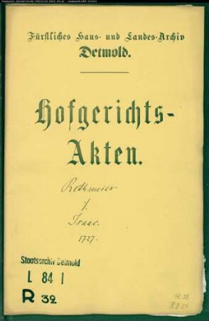 Rehtmeyer, Witwe in der Müssen gegen Levi Isaak in Detmold - Schuldforderung