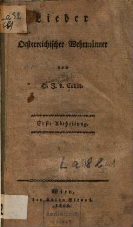 Lieder österreichischer Wehrmänner, 1