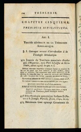 124-160, Chapitre Cinquieme. Theologie Scholastique.