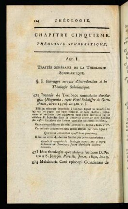 124-160, Chapitre Cinquieme. Theologie Scholastique.