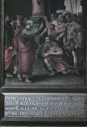 Gestühl der Nordwand mit Szenen aus dem Alten Testament — Petrus und der Hauptmann Cornelius