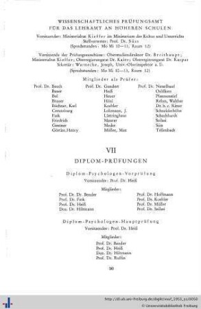 VII. Diplom-Prüfungen
