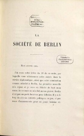 La Société de Berlin : Augmenté de lettres inédites