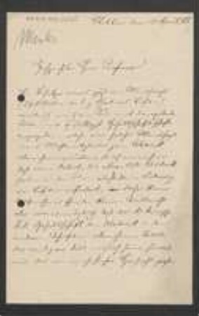 Brief von Arthur Minks an Unbekannt