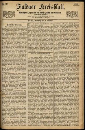 Ausgabe vom Dienstag, den 09. Oktober 1883.