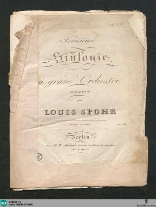 Troisième sinfonie à grand orchestre : op. 78