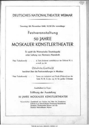 Festveranstaltung 50 Jahre Moskauer Künstlertheater