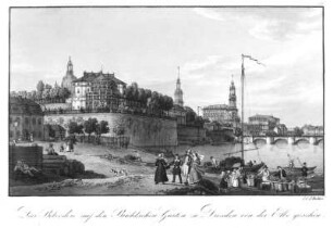 Das Belvedere auf dem Brühlschen Garten zu Dresden : Richter, Johann Carl August: Das Belvedere auf dem Brühlschen Garten zu Dresden. Radierung; 11,6 x 16,6 cm. Dresden: Kupferstich-Kabinett A 1912-123