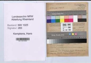 Entnazifizierung Hans Kempkens , geb. 21.12.1884 (Bankangestellter)