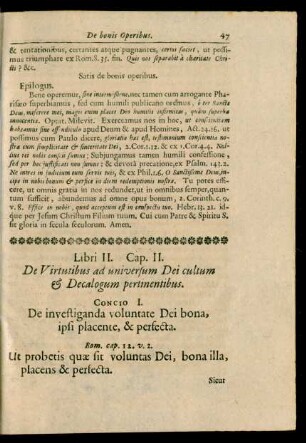 Cap. II. De Virtutibus ad universum Dei cultum & Decalogum pertinentibus.
