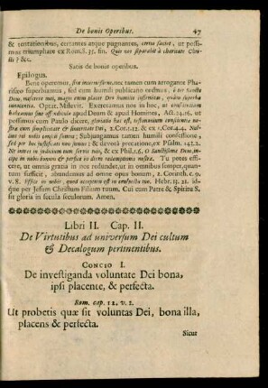 Cap. II. De Virtutibus ad universum Dei cultum & Decalogum pertinentibus.