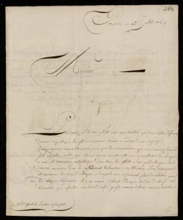 Brief von Guillaume François Roger Molé an Johann Friedrich von Uffenbach, Paris, 11.7.1765
