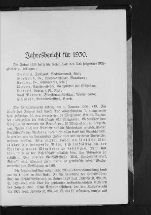 Jahresbericht für 1930.