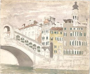 Wach, Hugo; Italien; Reisezeichnungen - Rialtobrücke in Venedig (Perspektive)