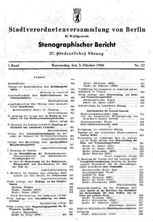 Nr. 57, 5. Oktober 1950, Ordentliche Sitzung
