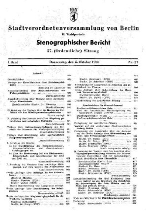 Nr. 57, 5. Oktober 1950, Ordentliche Sitzung