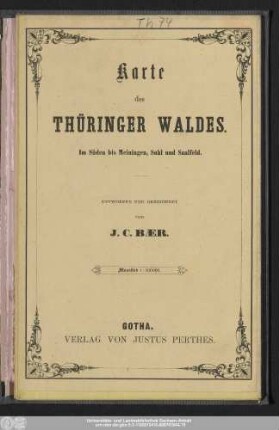 Karte des Thüringer Waldes : Im Süden bis Meiningen, Suhl und Saalfeld