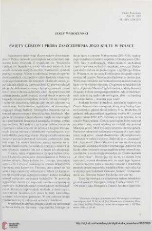 4: Święty Gereon i próba zaszczepienia jego kultu w Polsce