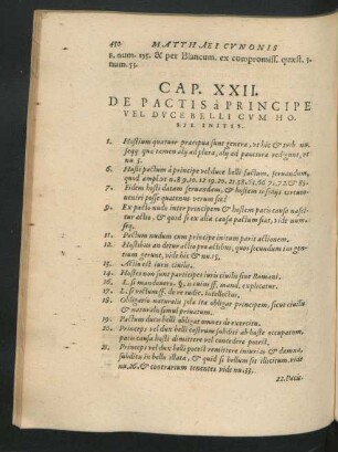 Cap. XXII. De Pactis a Principe Vel Duce Belli Cum Hoste Initis.
