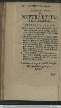Caput VII. De Nuptiis Et Tutela Feudali