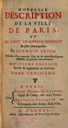 Nouvelle Description De La Ville De Paris, Et De Tout Ce Qu'Elle Contient de plus remarquable, 3
