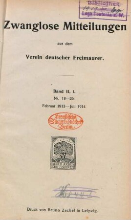 2,1.1913/14=Nr. 18-26: Zwanglose Mitteilungen aus dem Verein Deutscher Freimaurer
