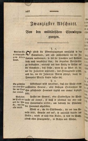 166-179, Zwanzigster Abschnitt. Von den militaerischen Ehrenbezeugungen.