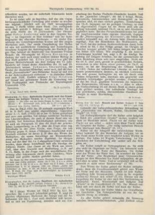 441 [Rezension] Diekamp, Franz, Katholische Dogmatik nach den Grundsätzen des heiligen Thomas. Bd. III, 6., verm. u. verb. Aufl