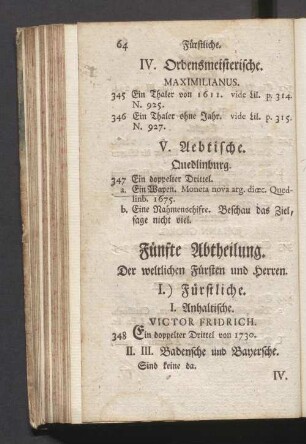 Fünfte Abtheilung. Der weltlichen Fürsten und Herren