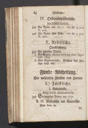 Fünfte Abtheilung. Der weltlichen Fürsten und Herren