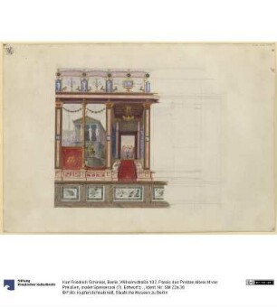 Berlin, Wilhelmstraße 102. Palais des Prinzen Albrecht von Preußen, ovaler Speisesaal (?). Entwurf zu einer Wanddekoration