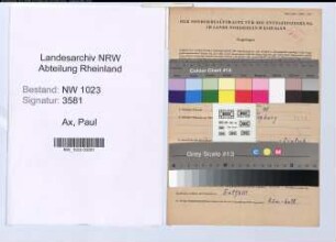 Entnazifizierung Paul Ax , geb. 16.12.1884 (Studienrat)
