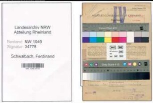 Entnazifizierung Ferdinand Schwalbach , geb. 01.09.1898 (Bahnwart)