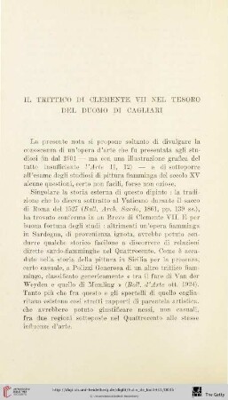 Il trittico di Clemente VII nel Tesoro del Duomo di Cagliari